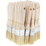 10pcs Flat Bristle Paint Brushes for Art and DIY Wooden Handle