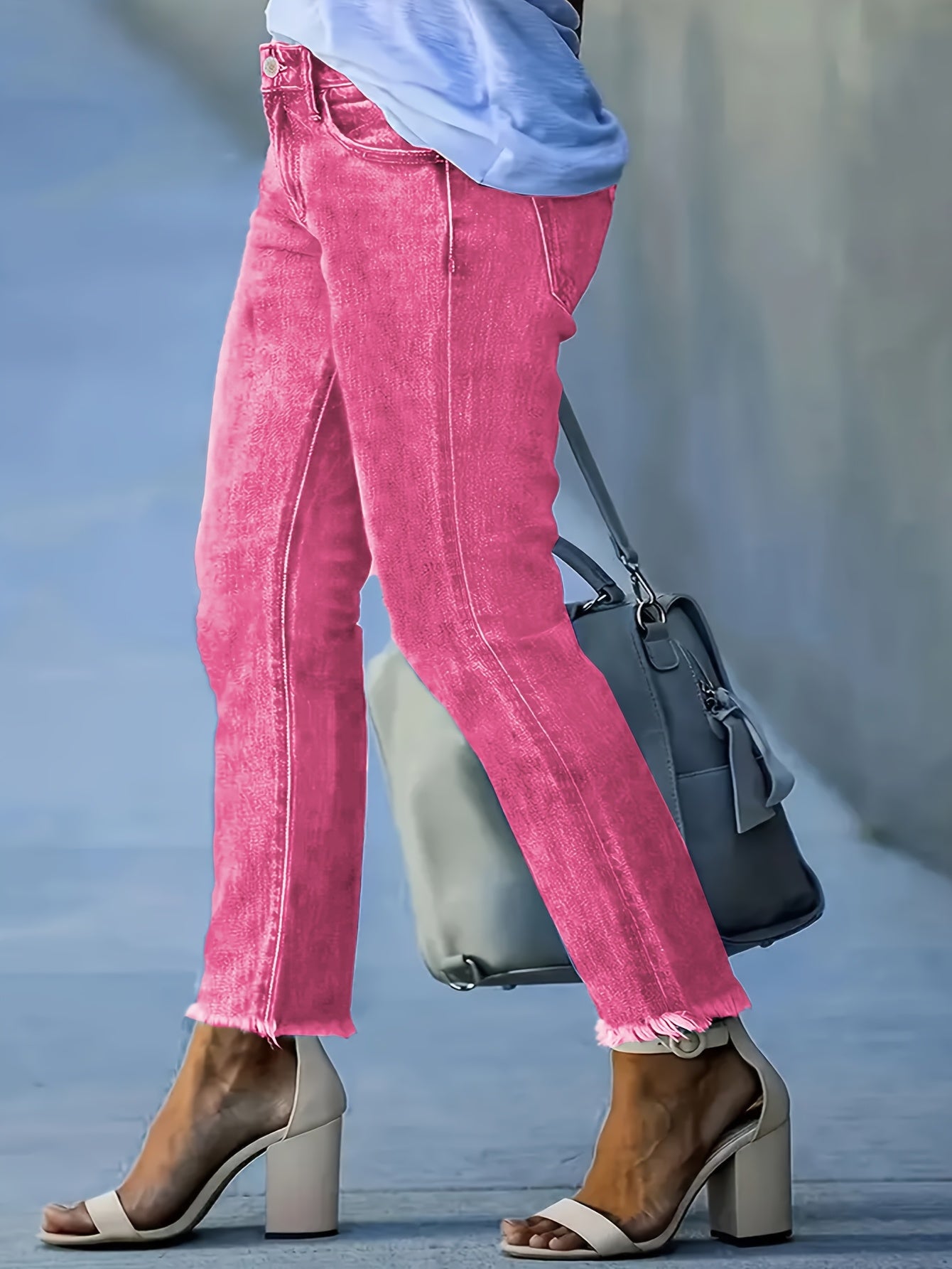 Plus Size Y2K High Waisted Straight Leg Jeans Vintage Wash Stretch Denim Rose Pink