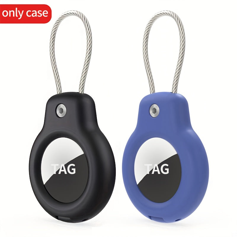 2 piezas de fundas protectoras de acero inoxidable para AirTag, llavero antirrobo, etiqueta de equipaje