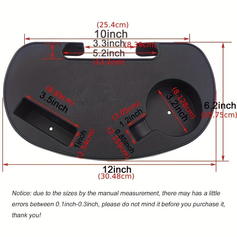 Qora plastmassa stakan tutqichli plastinka, telefon uchun slot bilan, qayriladigan kreslolar va stullar uchun