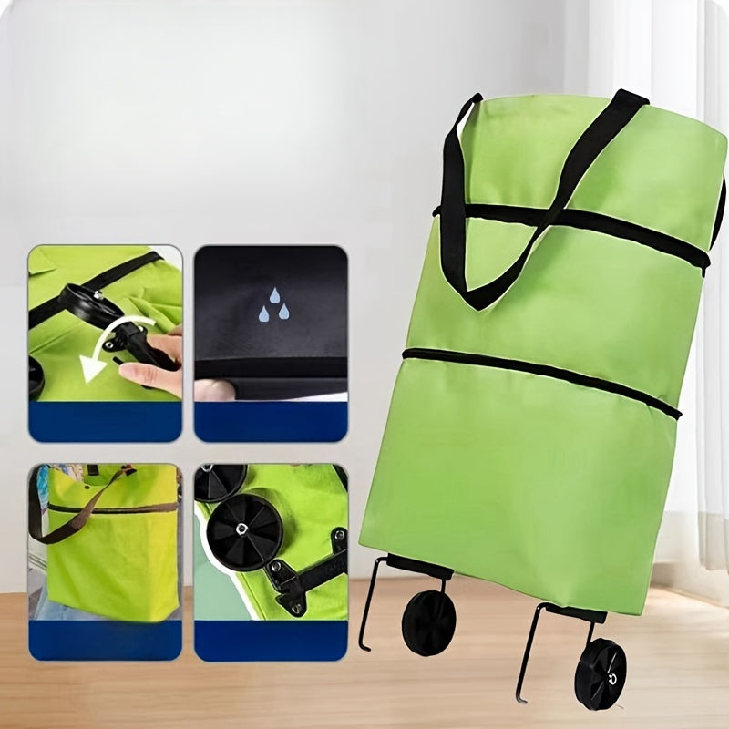 Foldable Shopping Cart Trolley with Wheels Waterproof Oxford Fabric Large Capacity