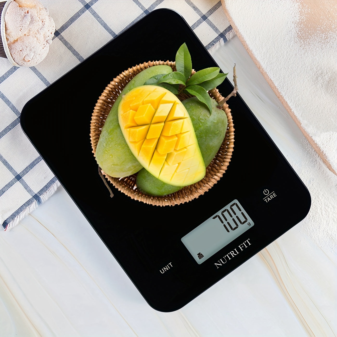 NUTRI FIT Raqamli Oshxona Tarozisi, 22lb/10kg Quvvatga ega, Aniq Unc va Gramlar, 6 Ta Birlik, Batareya Kerakmas, Qora Ko'rsatkich Birligi, Temperlangan Shisha, Oshxona Og'irlik Asbobi.