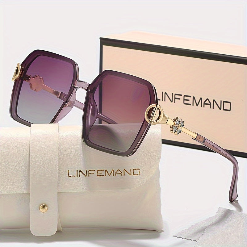 Women's Square Fashion Glasses with Gradient and Carved Design for Parties and Gifts