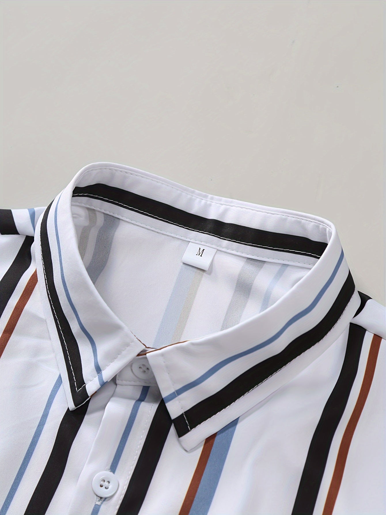 Men's Casual Short Sleeve Striped Shirt for Summer Vacation Resort Wear