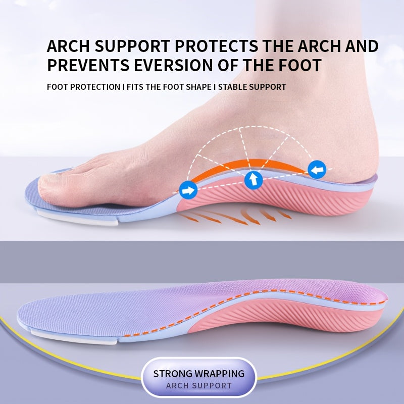 Women’s 4D Soft Sports Shoe Insoles with Arch Support Pink Purple Breathable