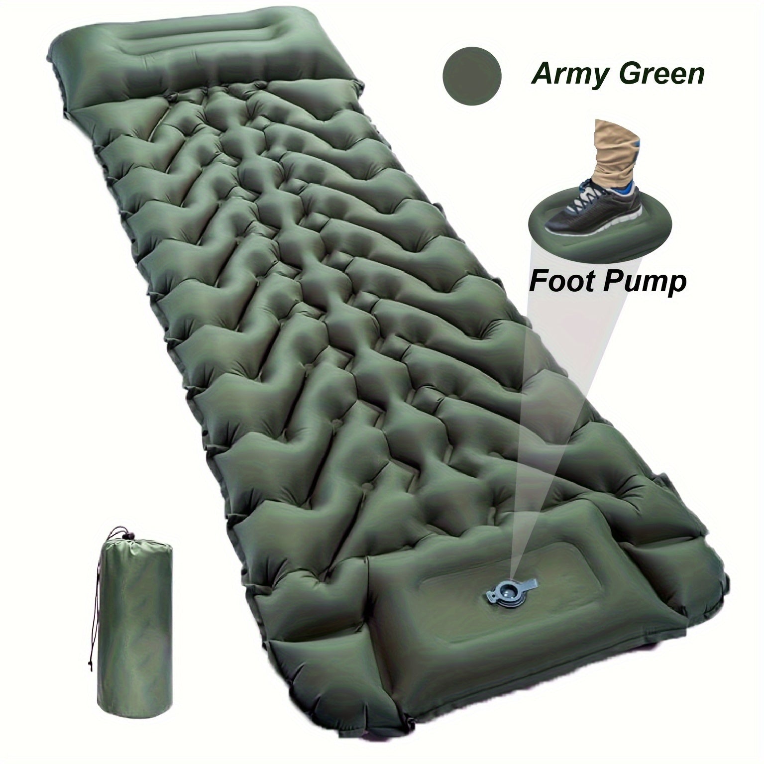 Inflatable Sleeping Pad with Pillow Pump and Repair Kit for Camping Travel Hiking