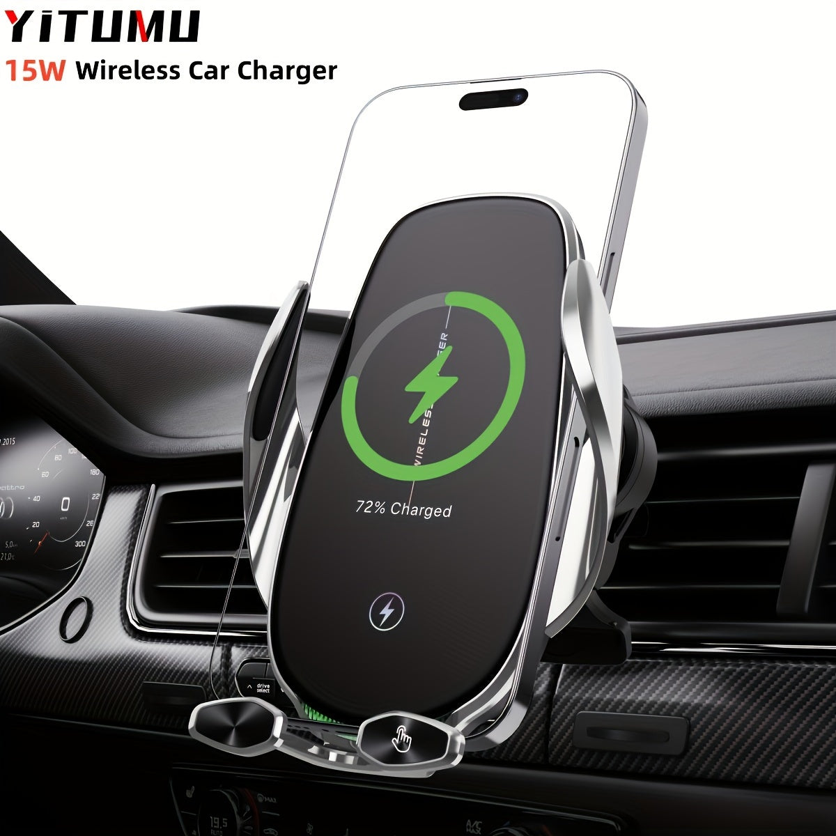 Wireless Car Charger Holder for iPhone and Samsung Galaxy 15W Fast Charging Auto Clamp Dashboard Vent Mount
