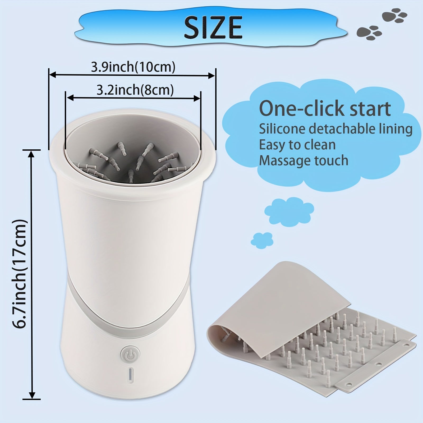 Electric Dog Foot Cleaner with Silicone Bristles for Small to Medium Dogs