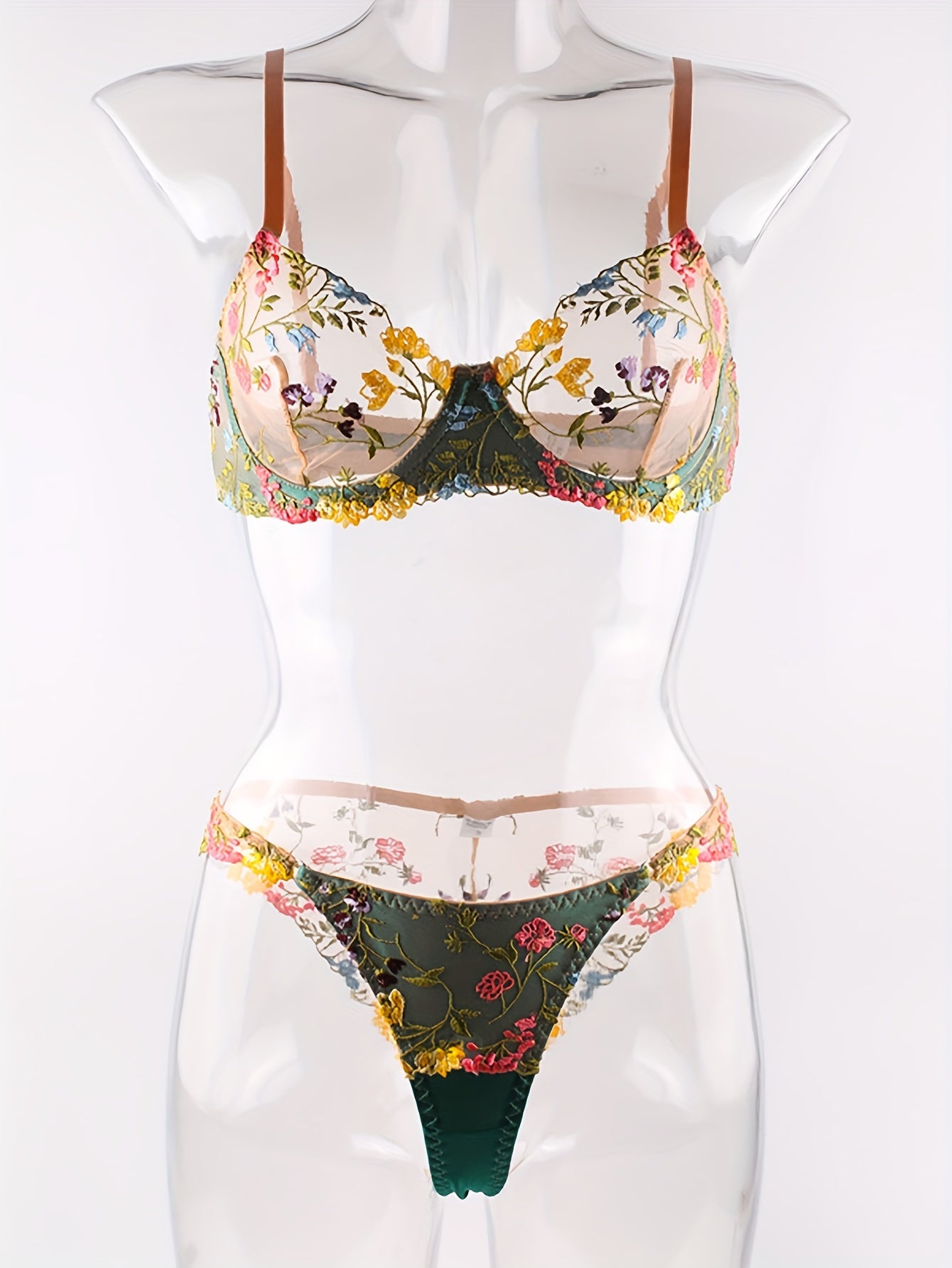 Women's Ultra-Thin Breathable Floral Lingerie Set