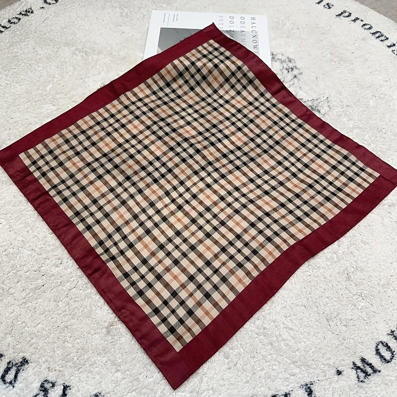 Men's Plaid Cotton Handkerchief and Pocket Square Set Stylish Woven Design Accessories