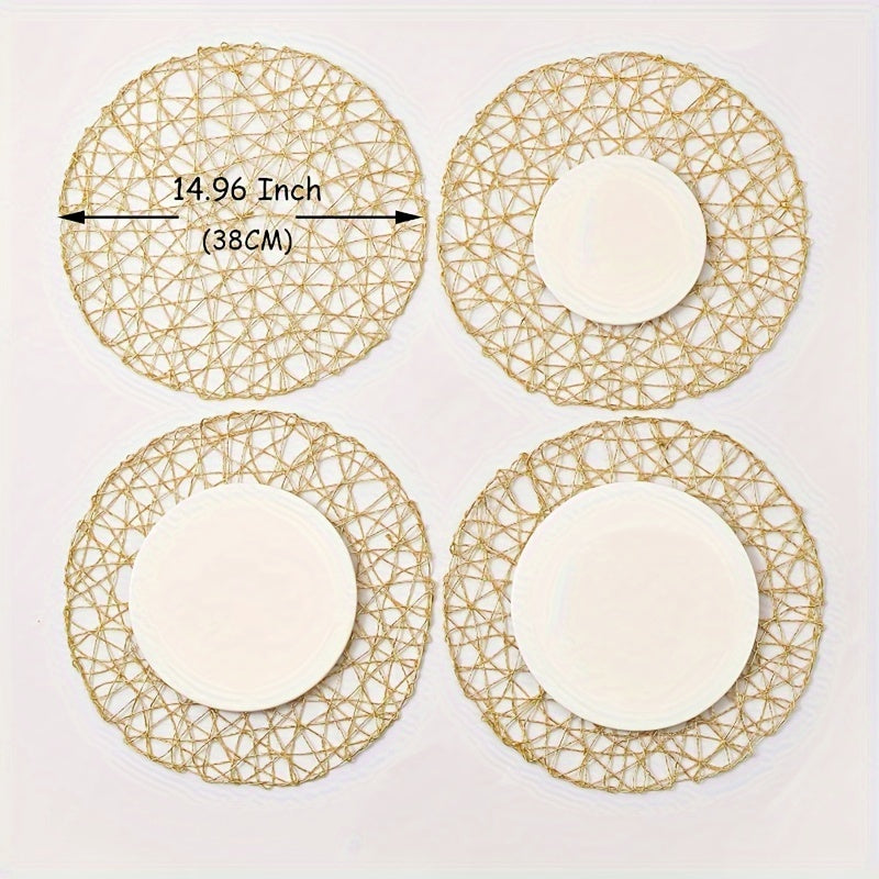 Woven Round Placemats Set of 6 Non-slip Heat-resistant Modern Minimalist Dining Table Decor