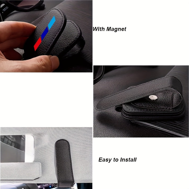 Универсальный держатель для очков на солнцезащитном козырьке автомобиля из искусственной кожи для водителей