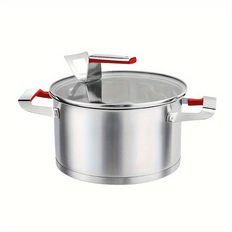 Olla de acero inoxidable para sopa para cocinar al vapor fideos, gachas y leche, engrosada, compatible con estufa de gas