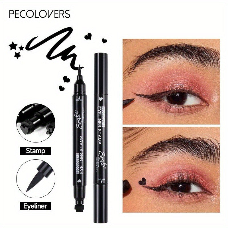 Women Black Liquid Eyeliner Pen Double-Ended Waterproof Long-Lasting