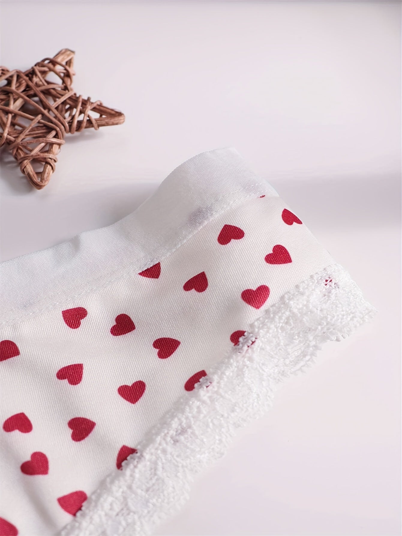 Women's Heart Print Lace Thongs Low Waist Sexy Underwear