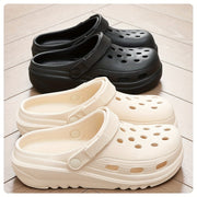 Women Black White Open-Toe Platform Sandals Adjustable Straps Casual Shoes