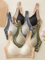 Стильный беспроводной бюстгальтер с толстой подкладкой для комфорта, несъемными чашечками и бесшовным дизайном.