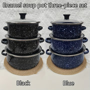 Enamel Cookware Set with Glass Lids, 6-Piece Lightweight Pots for Versatile Cooking