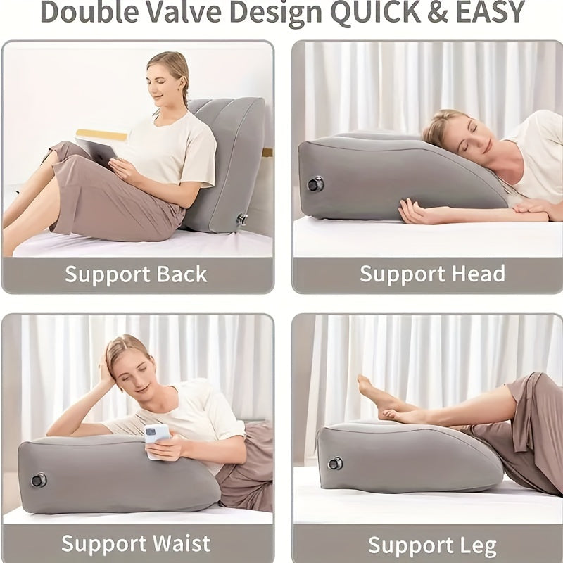  Almohada inflable de fibra de poliéster de firmeza media para embarazo, soporte lumbar, viajes y camping