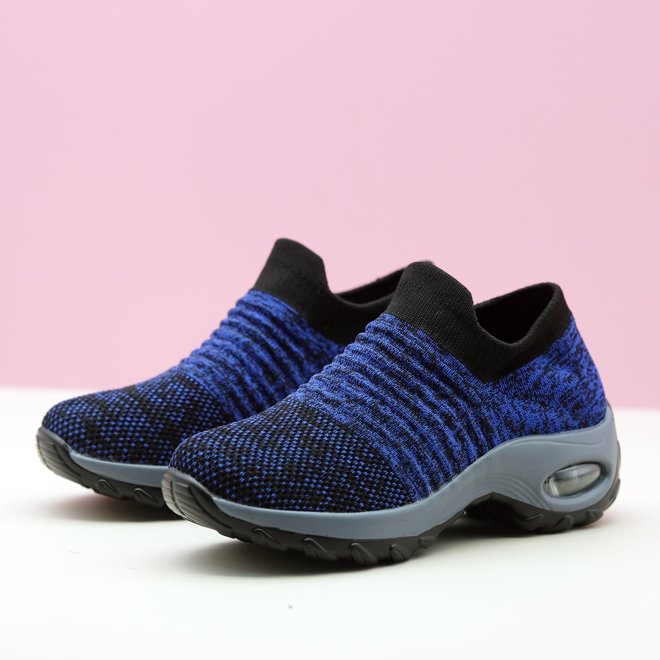 Zapatillas de media caña transpirables para mujer con amortiguación de aire, color sólido, para todas las estaciones