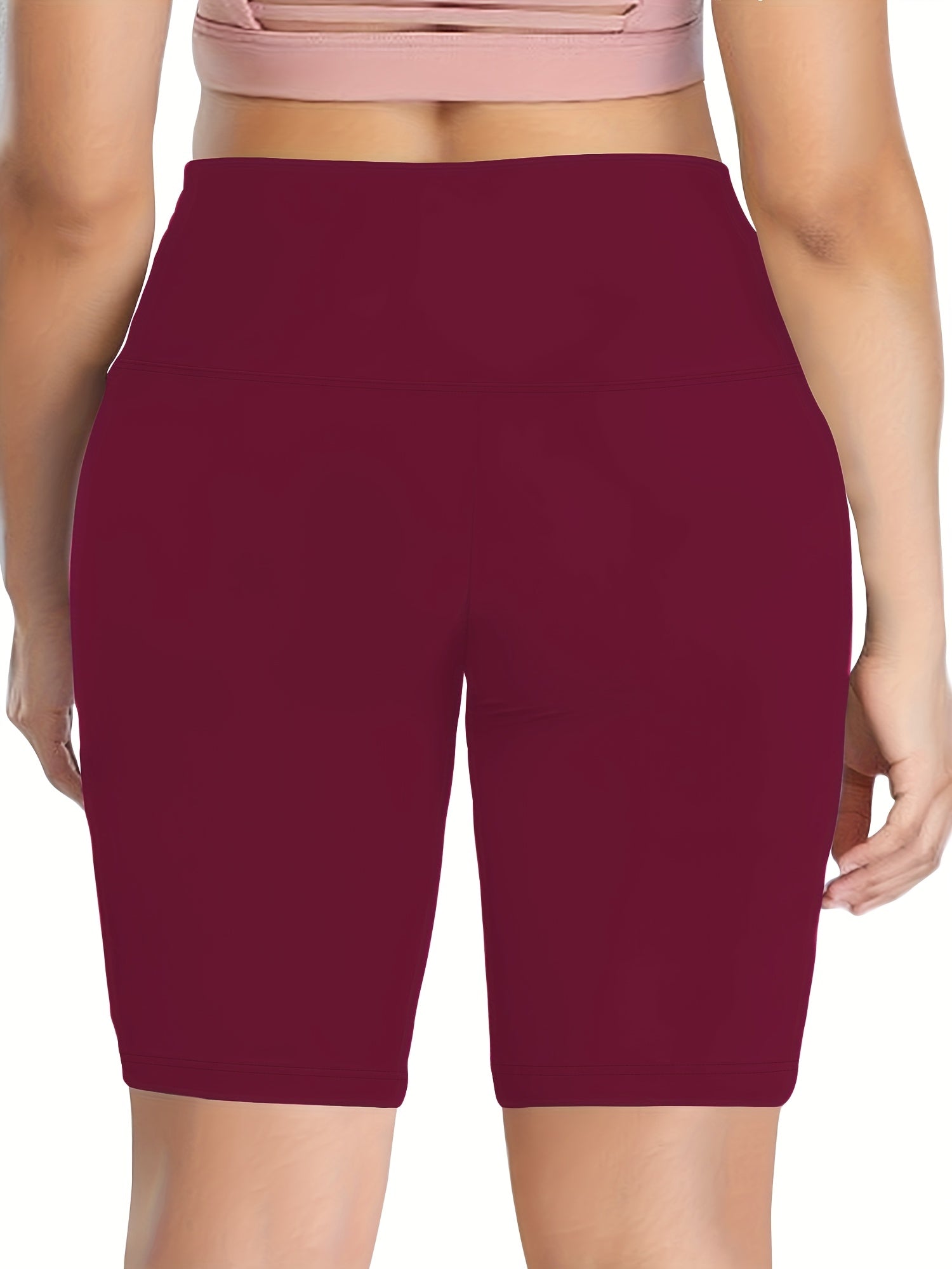 Women's High-Waisted Tummy Control Leggings Summer Yoga Workout Shorts Elastane