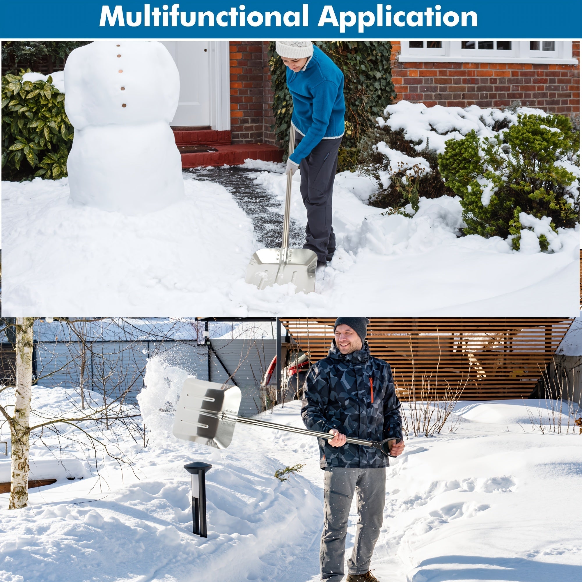 Долговечная алюминиевая снежная лопата 88,9 см с регулируемой длинной ручкой, складная металлическая снежная лопата для улицы, сада, патио, автомобиля, удаления снега зимой
