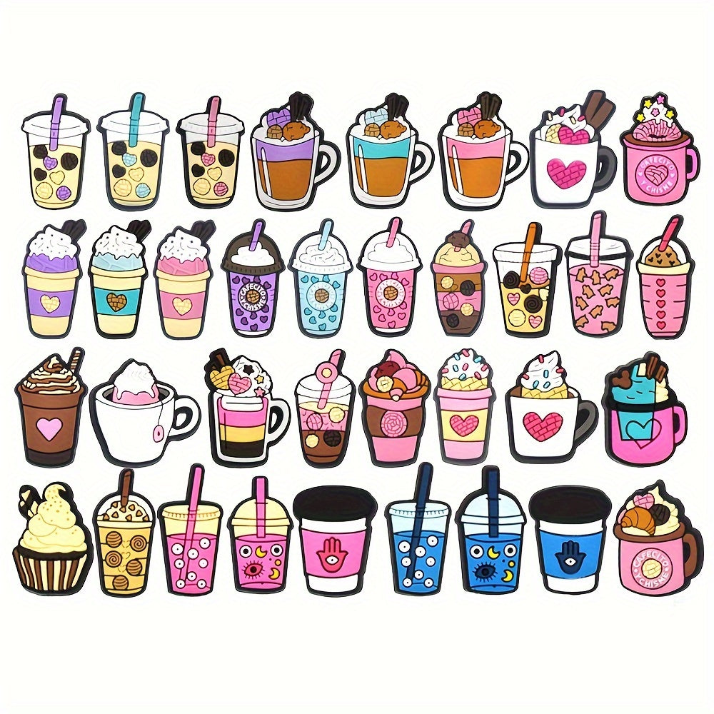 35 dona rangli plastmassa poyabzal charm'lari oziq-ovqat ichimliklar mavzusidagi poyabzal dekoratsiyalari