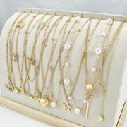11pcs Bohemian Multi-Layered O-Shaped Chain Necklace with Butterfly Star Moon Pendants Rhinestones Imitation Pearls for Women