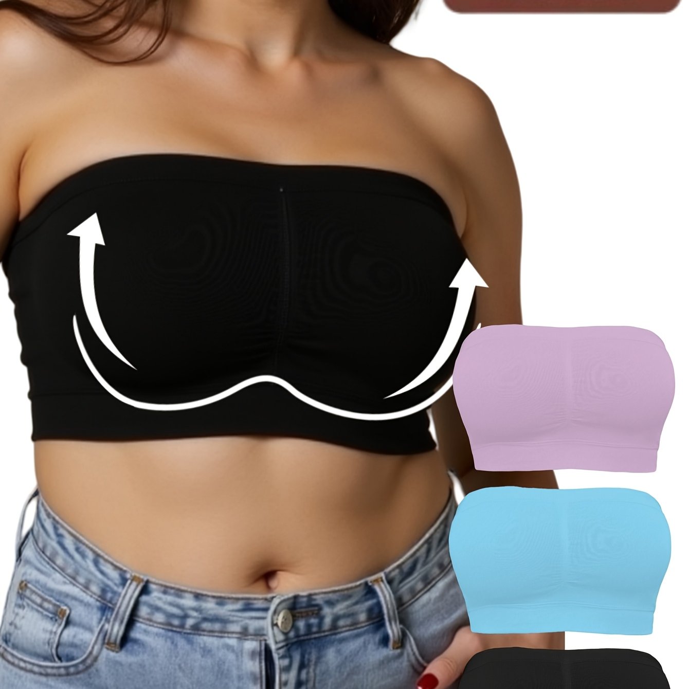Plus Size Seamless Wireless Tube Bra for Running and Workout