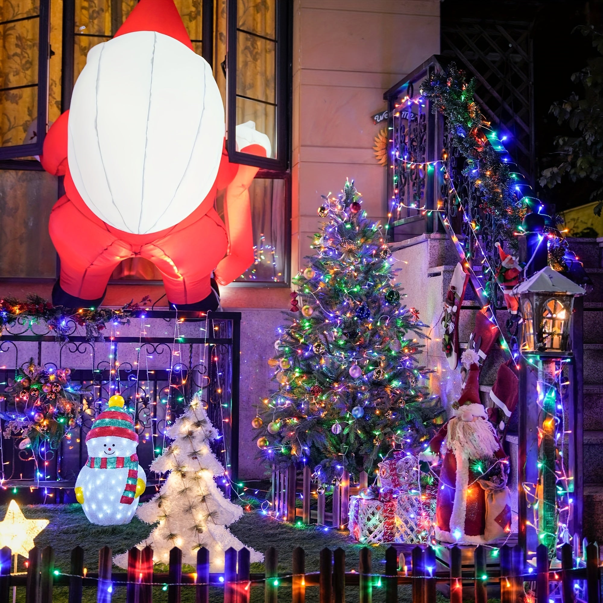 Rojdestvo uchun peri uslubidagi LED ip chiroqlari: 300/200/100 LED, 8 rejim, vaqtni eslab qolish, ichki va tashqi foydalanish, iliq oq, daraxt va bayram bezaklari uchun ideal.