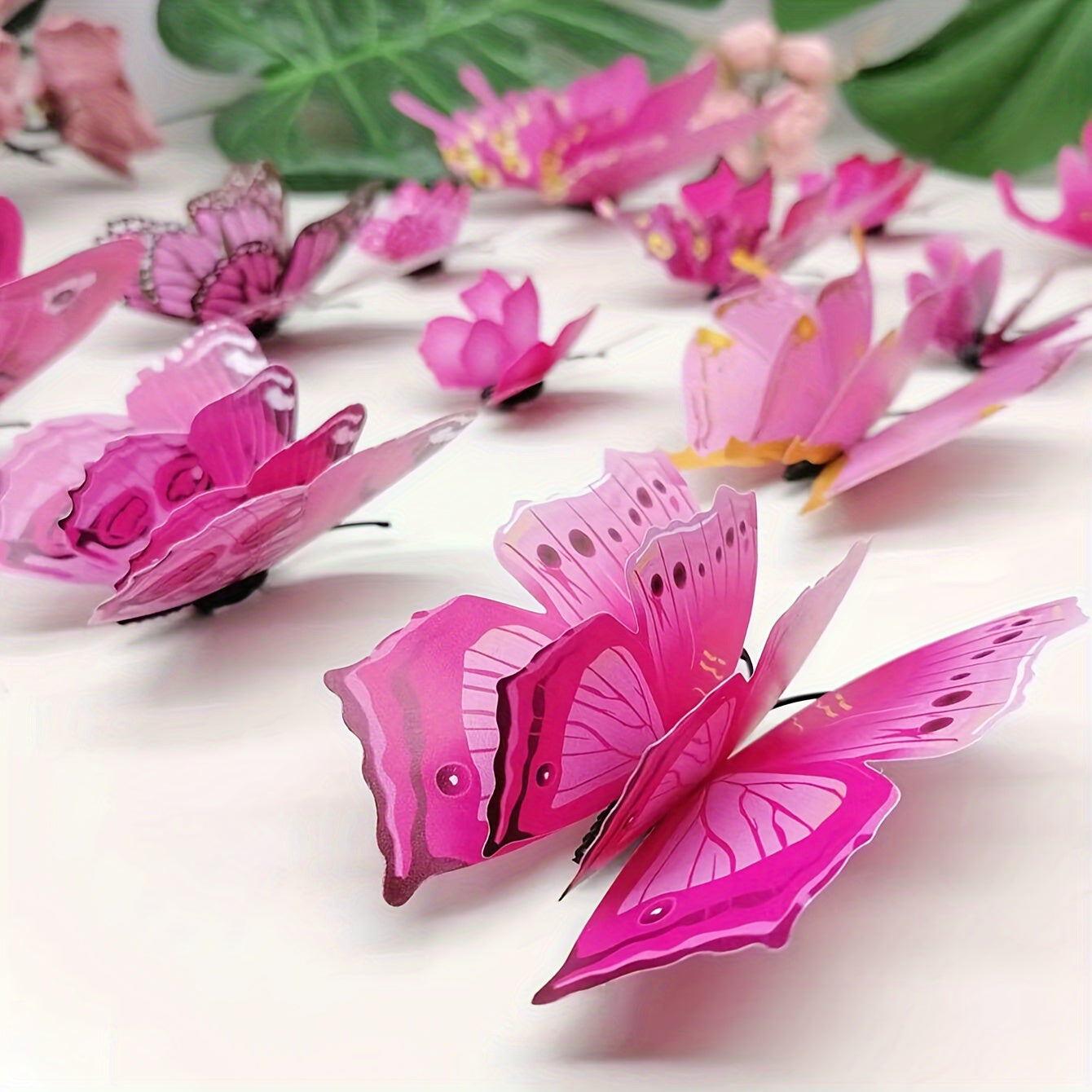 12pcs Blue 3D Butterfly Wall Decals Removable Self-Adhesive Home Decor for Parties Weddings