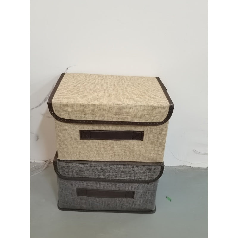 Foldable Storage Box with Lid Dustproof Polyamide Linen Organizer for Clothes