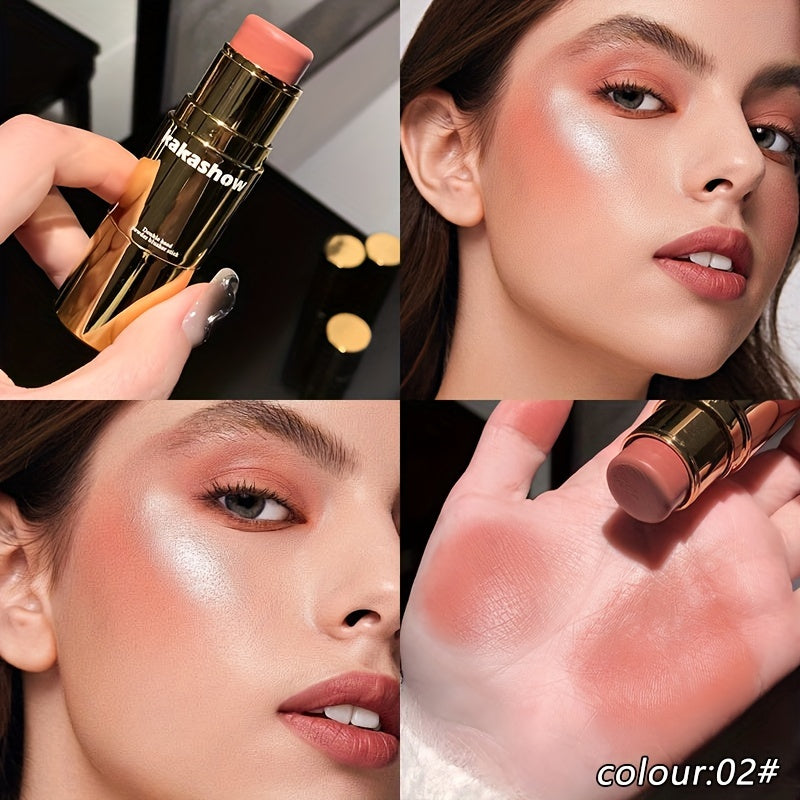 Women Waterproof Dual-Ended Blush Stick with Matte Finish Buildable Colors