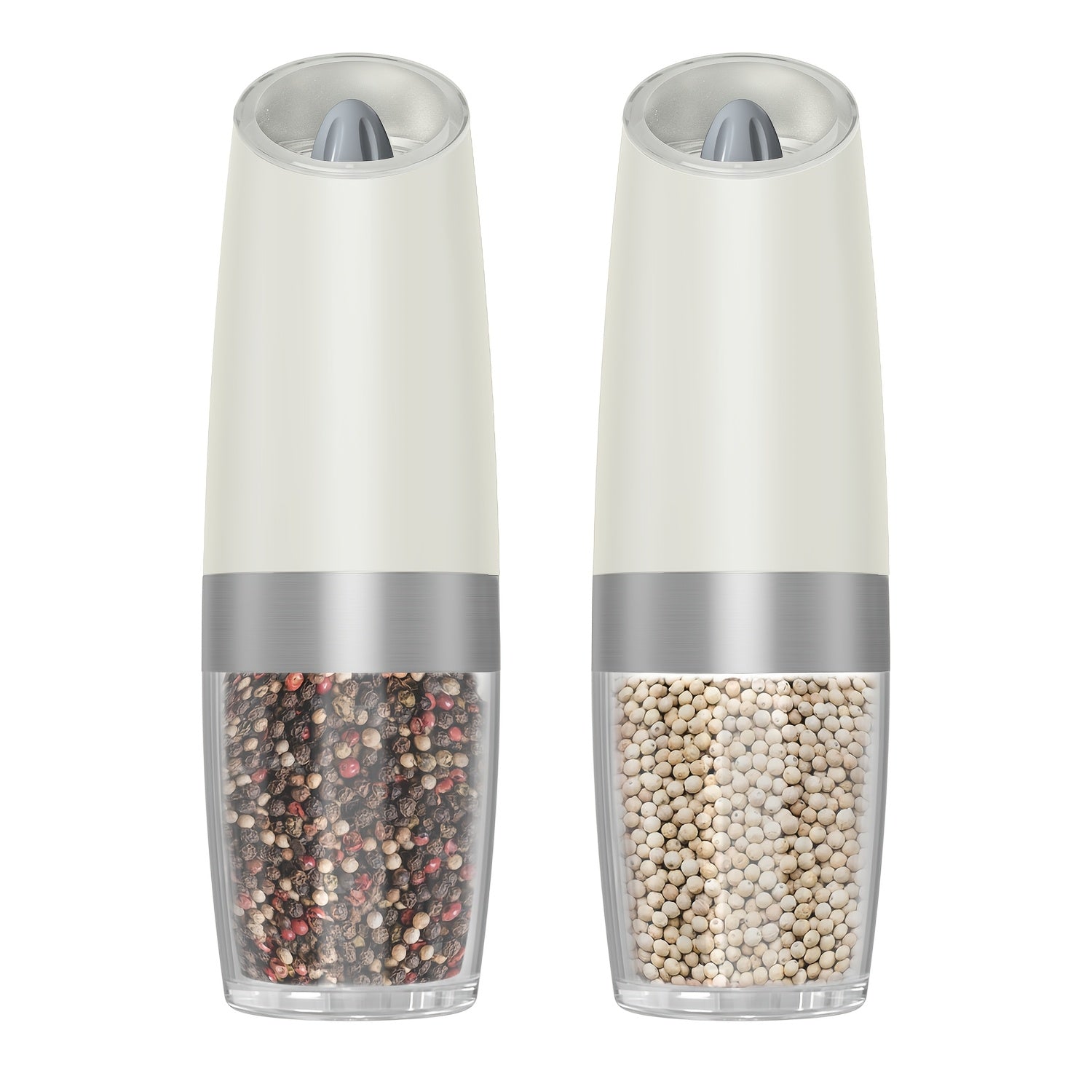 Electric Pepper and Salt Grinder Set with Adjustable Coarseness Battery Operated Stainless Steel with LED Light