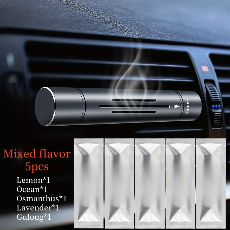 Car Air Freshener Set 6pcs Alloy Vent Clip Fragrance Refills for Car Interior