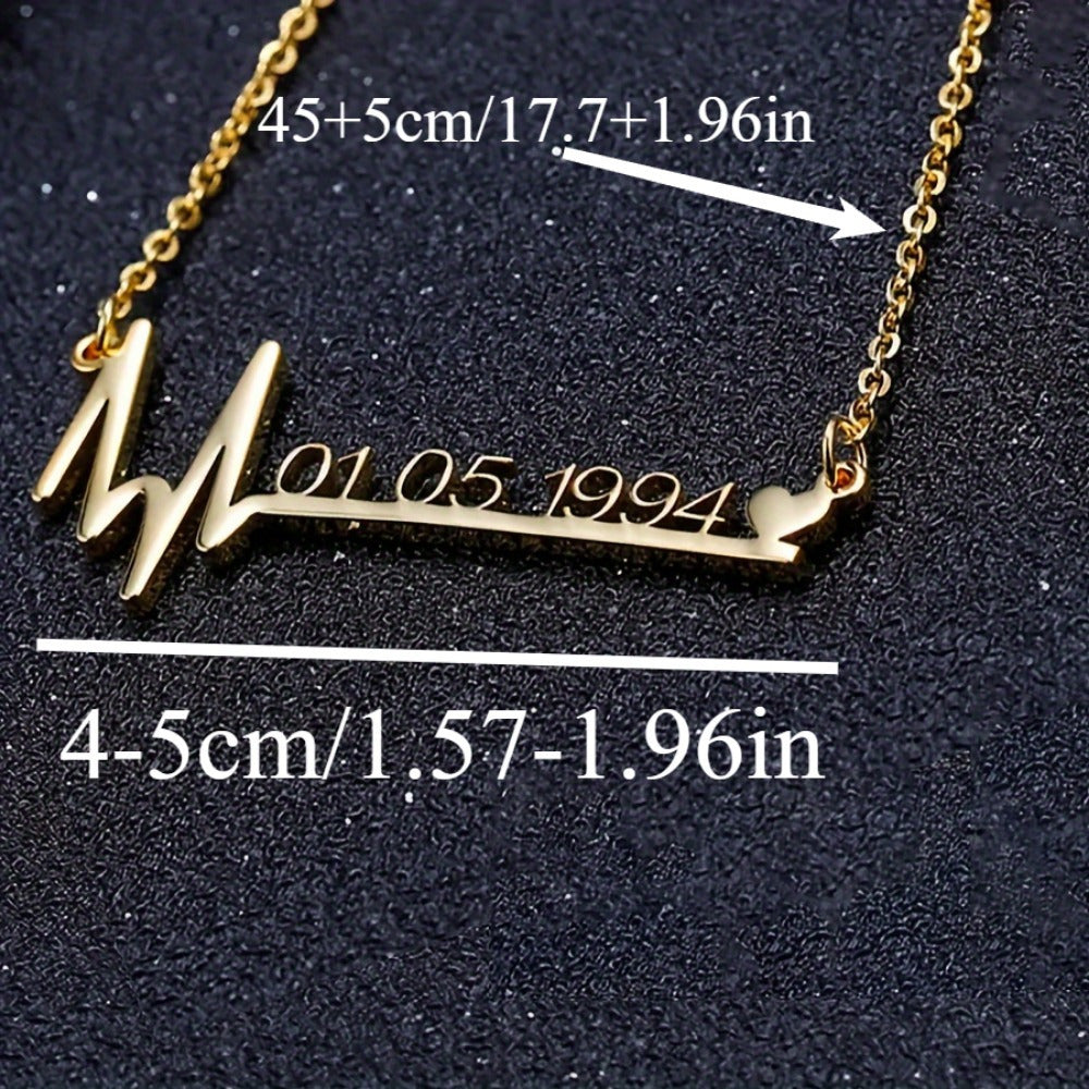 Stainless Steel Heartbeat and Love Necklace with Custom Charms for Women