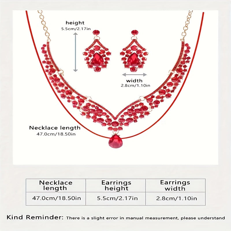 Elegant Wedding Jewelry Set with Rhinestone Crown Necklace and Earrings