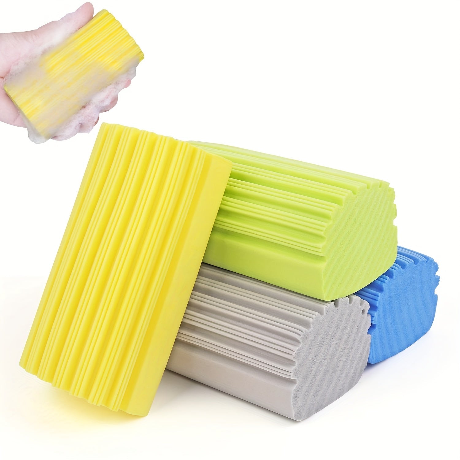 Yellow Damp Dusting Sponges Set of 4 for Cleaning Baseboards Windows and Vents