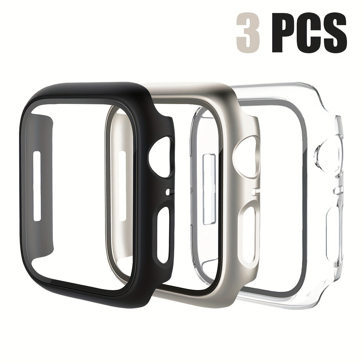 3pcs Apple Watch Cases for Men and Women Sports Leisure PC Hard Tempered Glass Screen Protector
