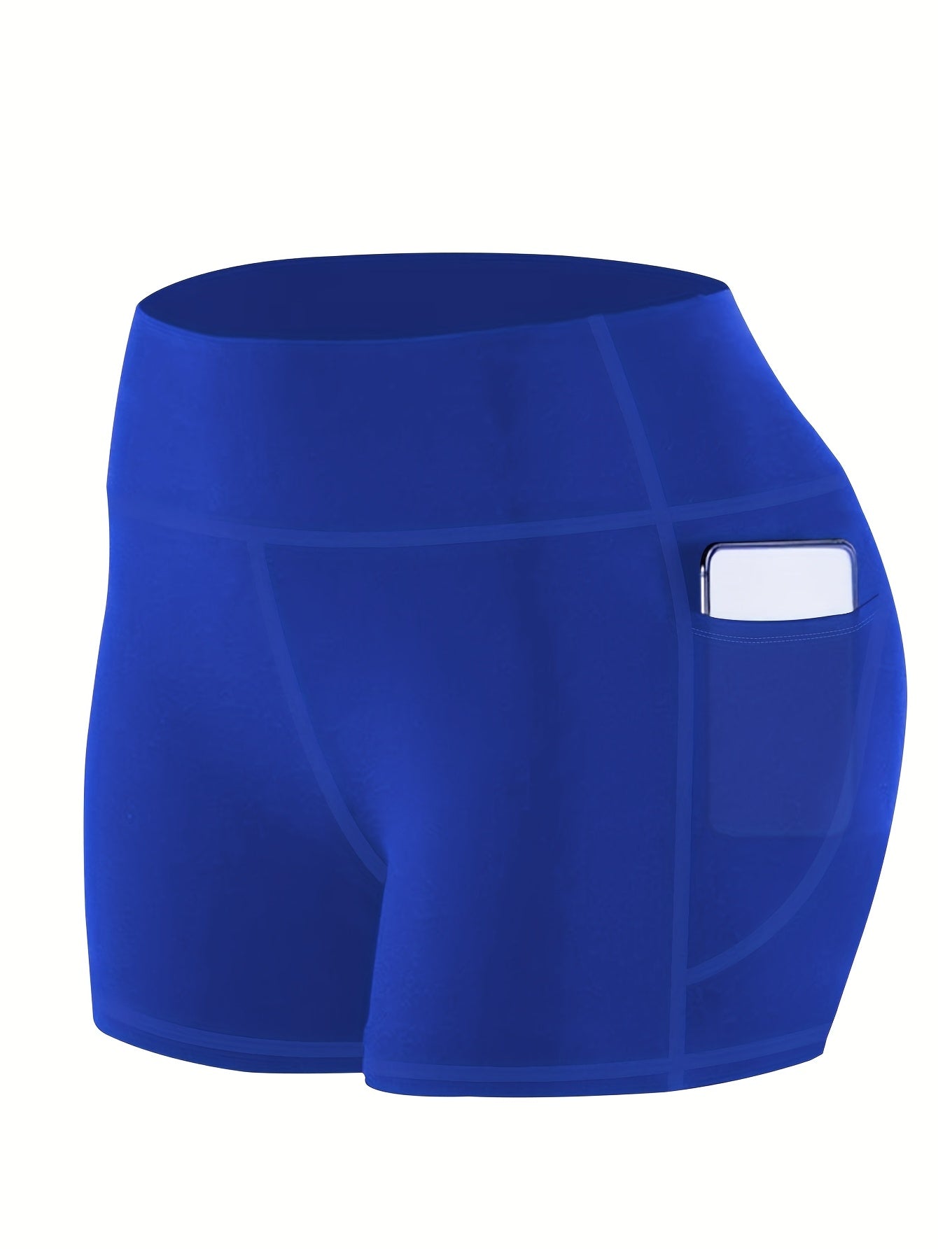 Ayollar uchun kattaroq o'lchamdagi yuqori belli yoga shorti to'plami, 5 ta, chuqur cho'ntaklar bilan