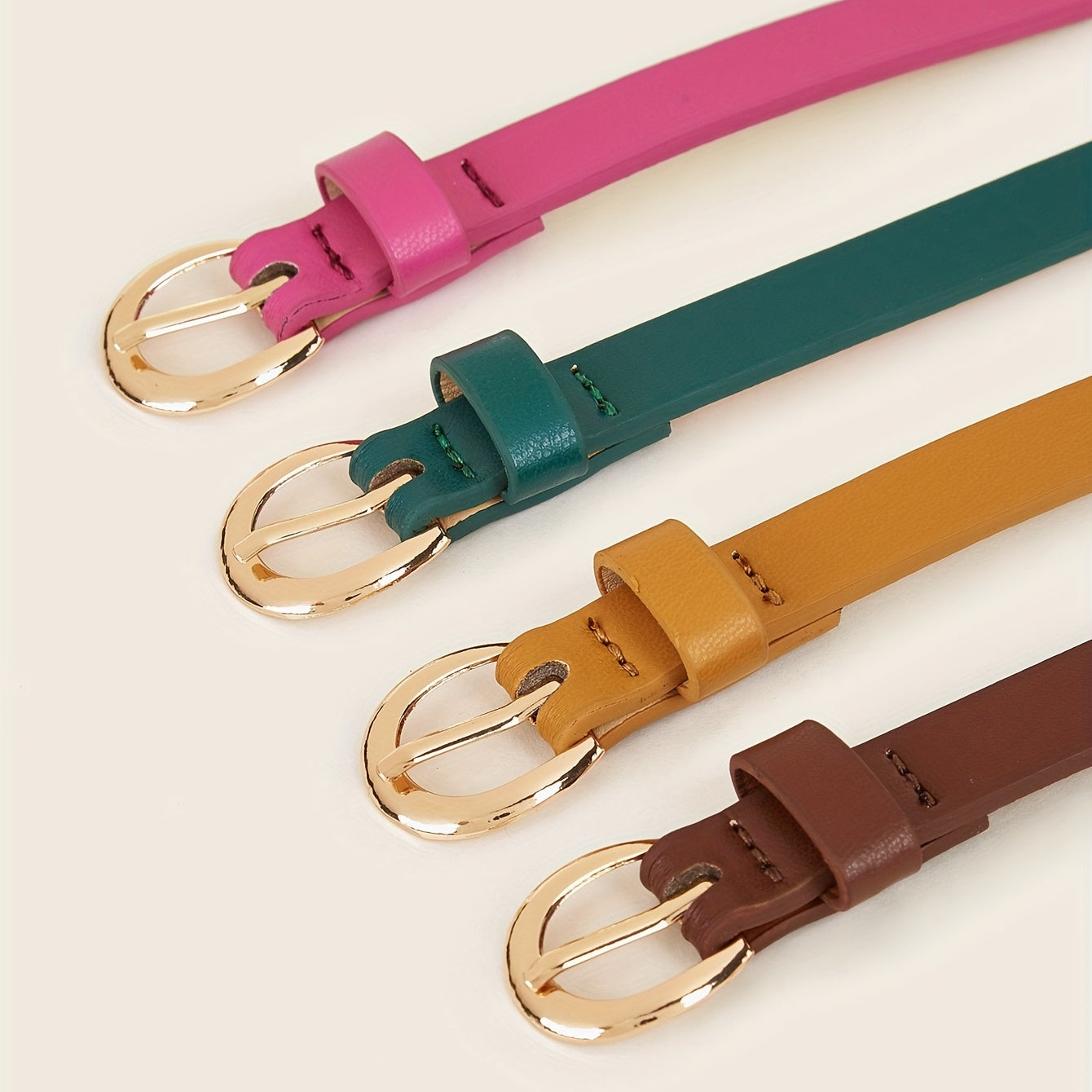 Women's PU Leather Belt with Needle Buckle for Casual Jeans in Solid Colors