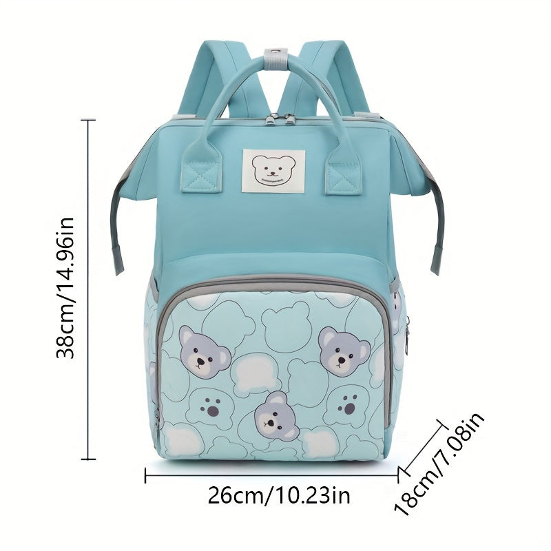Lightweight Waterproof Baby Backpack with Bear Motif for Moms on the Go