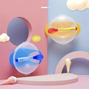 Bola uchun ovqatlanish bochka va qoshiq, silikon, sirg‘almas, haroratni o‘lchash, oziq-ovqat uchun xavfsiz