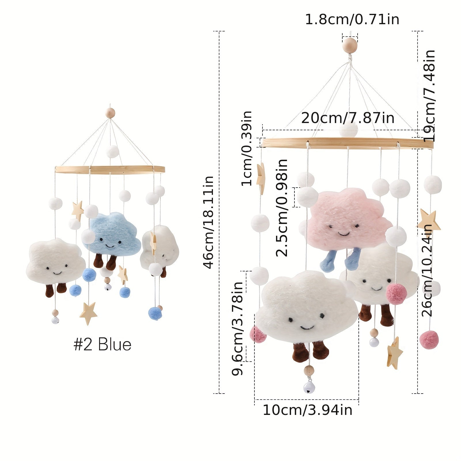 Kids' Room Decor Plush Clouds and Stars Bed Wind Chimes Soothing Ornaments