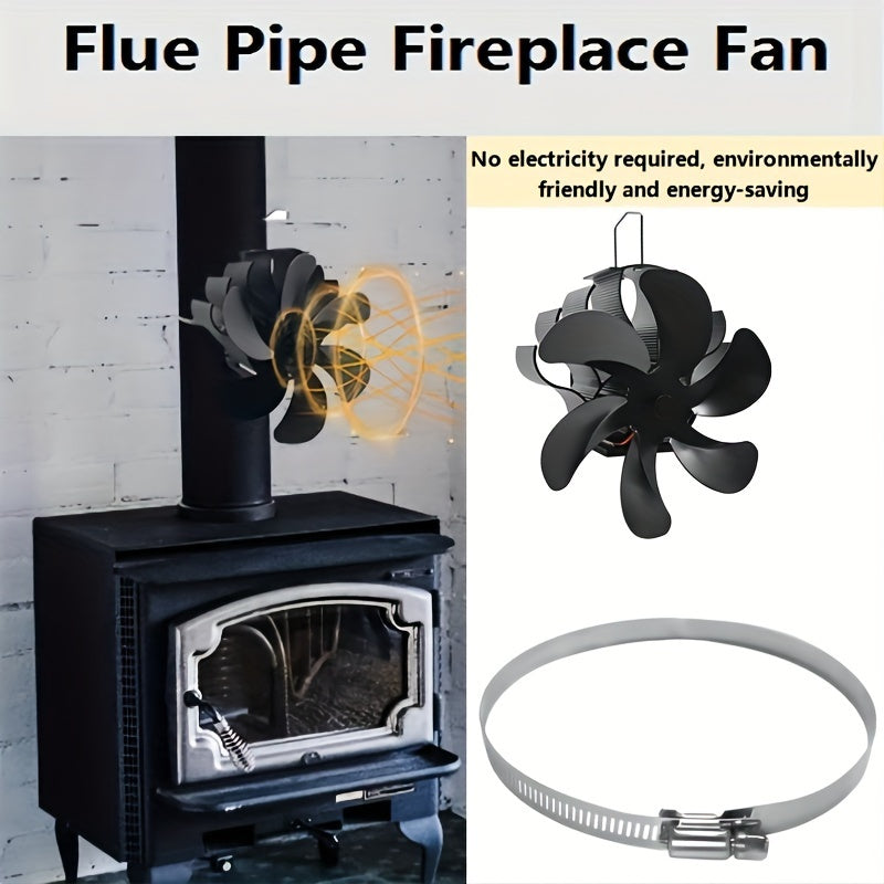 High-Speed 6-Blade Heat Powered Wood Stove Fan for Efficient Heating and Cooling