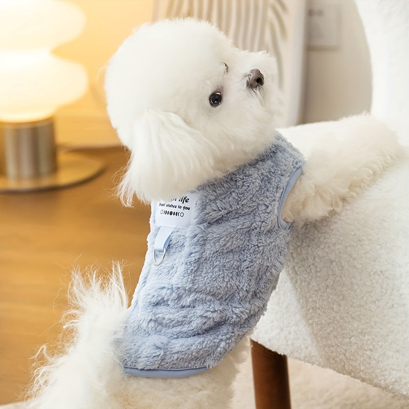 Cozy Fleece Dog Vest for Small Breeds Polyester Pullover for Autumn Winter Warm Pet Clothing