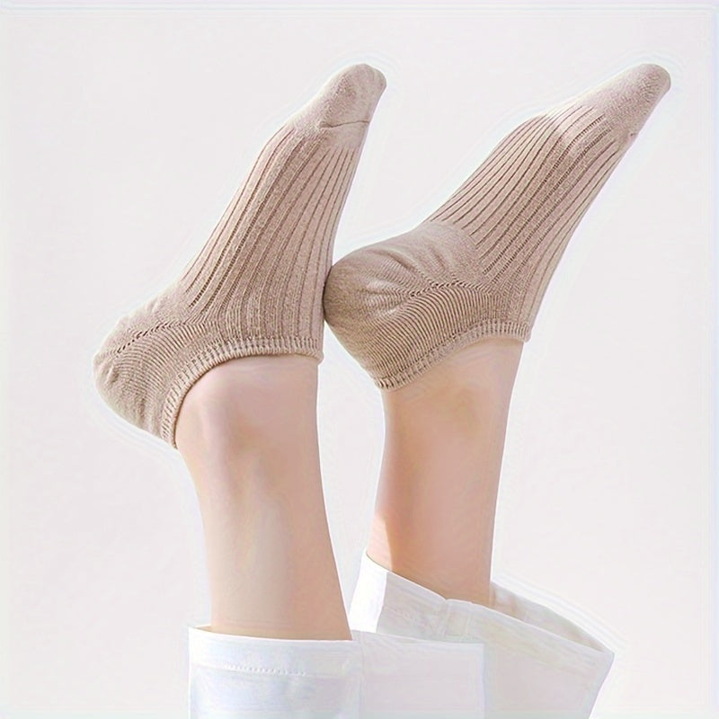 Women's 6 Pairs Low-Top Invisible Long Socks Polyester Knit Comfortable Solid