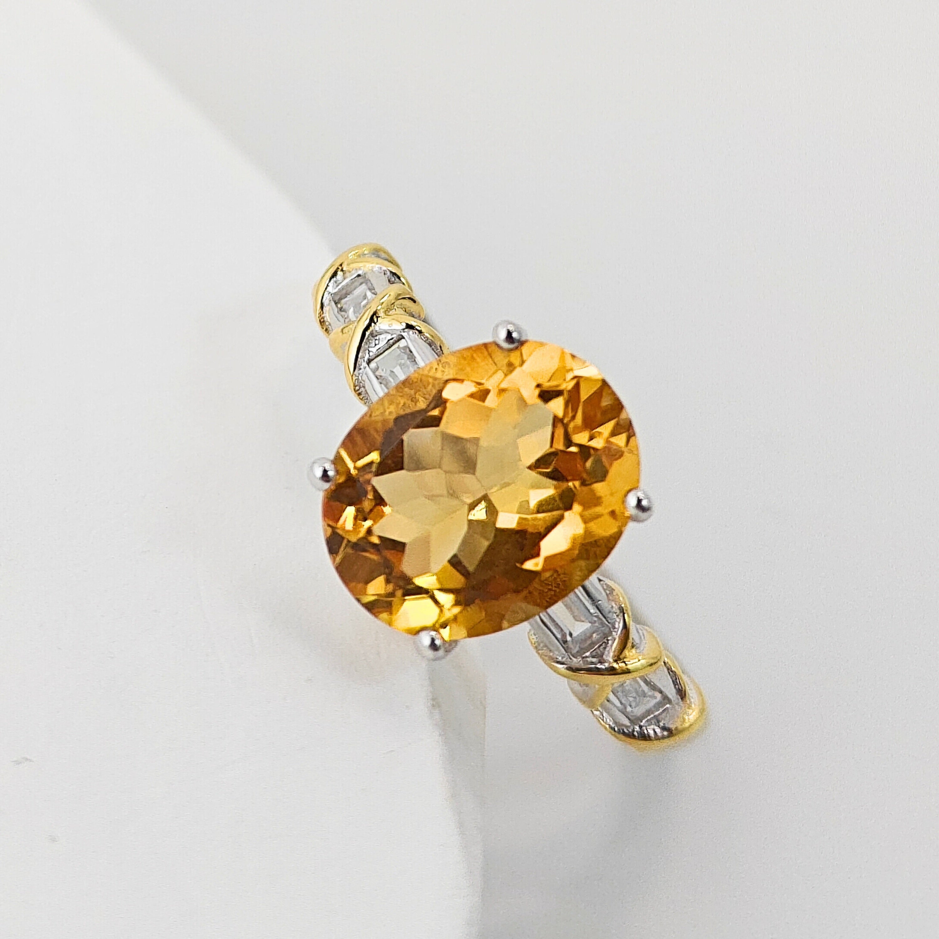 Sterling Silver Ring with Citrine Gemstone Adjustable Fit for Celebrations