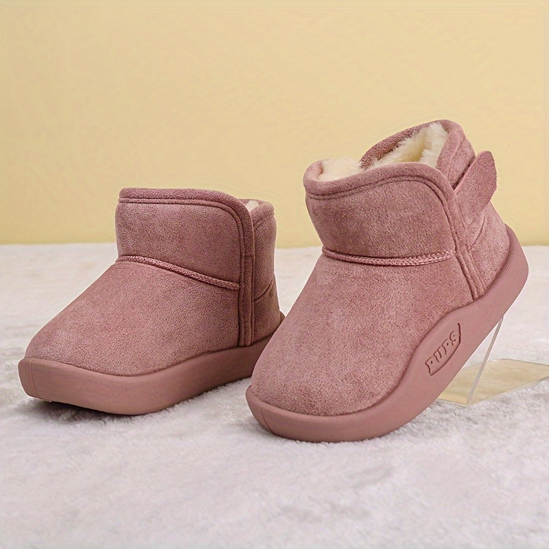 Children's Winter Snow Boots for Boys and Girls Short Velvet Lining Solid Color Casual Sports