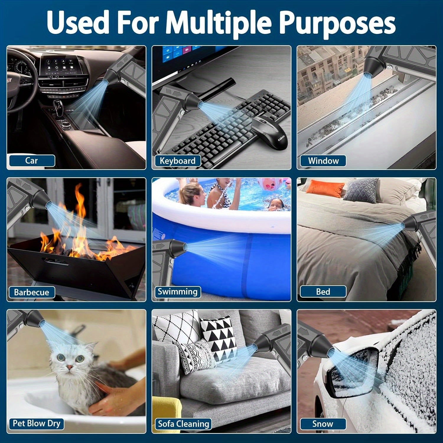 Cordless RV Vacuum Cleaner and Blower 130000 RPM 4-Speed Rechargeable Detachable Kit